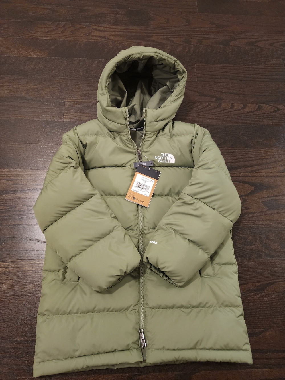 The North Face Girl's Olive Green Down Hooded Puffer Jacket